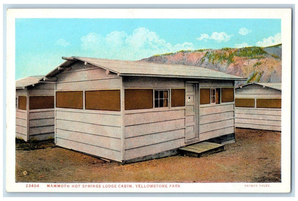Mammoth Hot Springs Lodge Cabin Yellowstone Park Wyoming WY Haynes Postcard