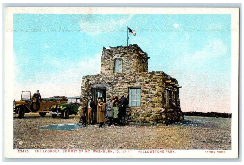 The Lookout Summit Of Mt. Washburn Yellowstone Park Wyoming WY Haynes Postcard