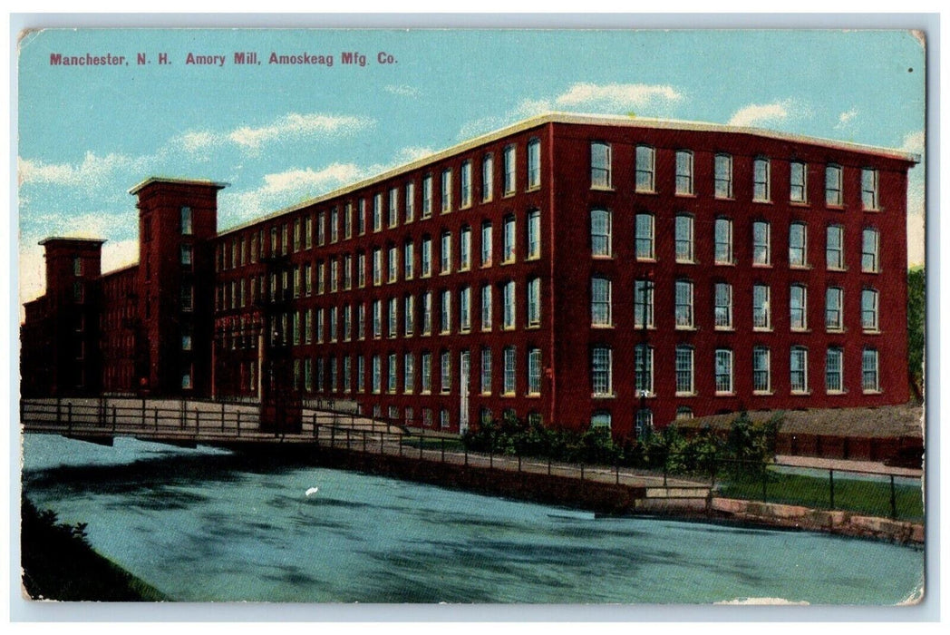 c1910's Amory Hill Amoskeag Mfg. Co River Manchester New Hampshire NH Postcard