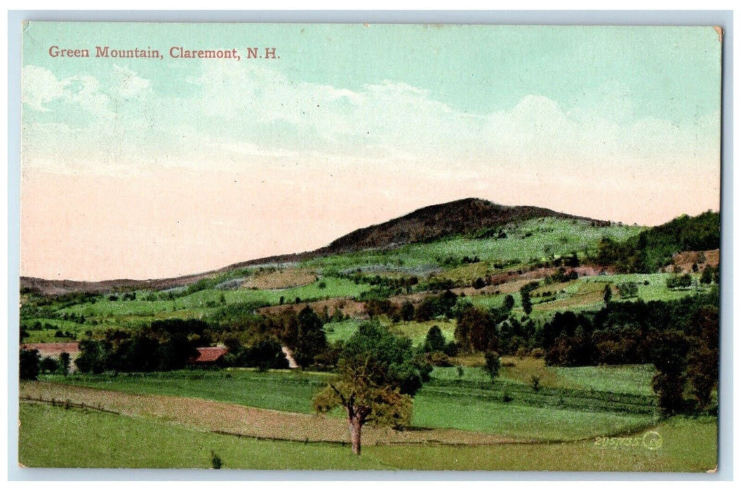 View Of Green Mountain Claremont New Hampshire NH, Spring Grove VT Postcard