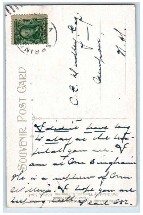 View Of Green Mountain Claremont New Hampshire NH, Spring Grove VT Postcard