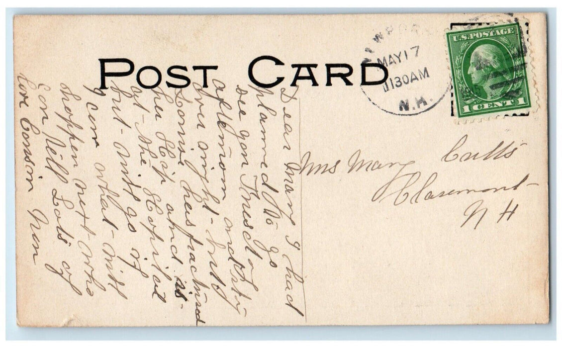 1915 Bird's Eye View Of Newport New Hampshire NH Posted Antique Postcard