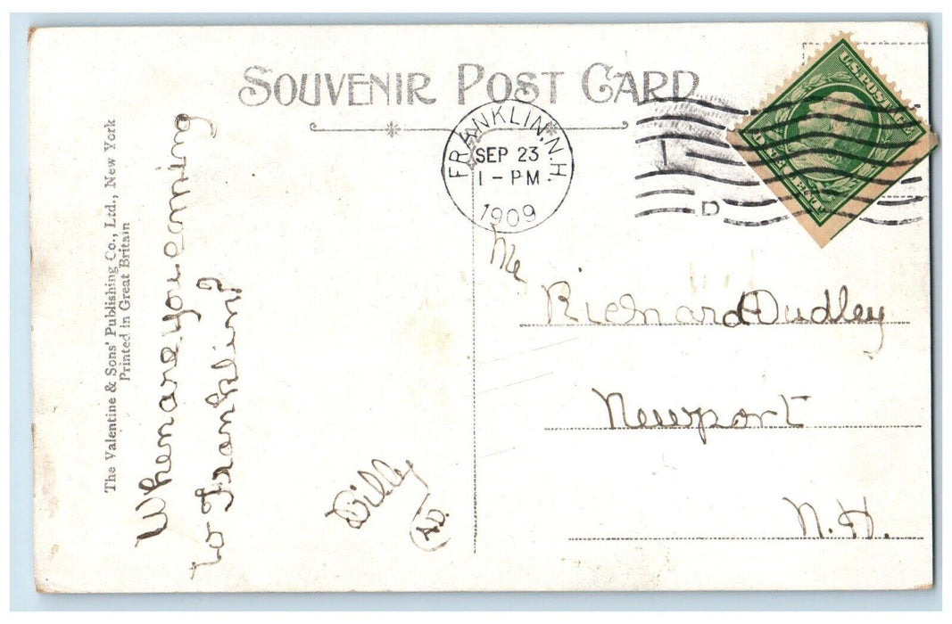 1909 Bird's Eye View Of Franklin New Hampshire NH Posted Antique Postcard