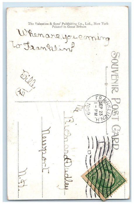 1909 Bird's Eye View Of Franklin New Hampshire NH Posted Antique Postcard