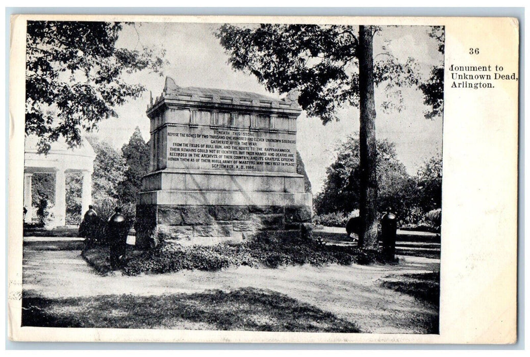 c1910's Monument To Unknown Dead Arlington Cemetery Virginia VA Antique Postcard