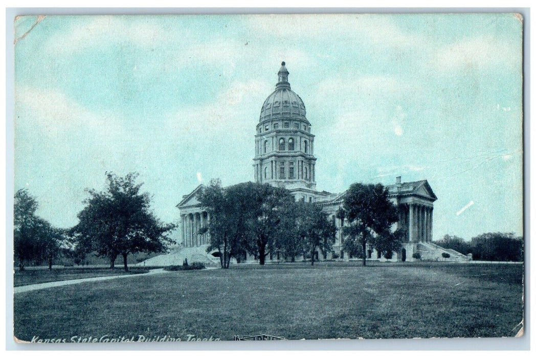 c1910's View Of Kansas State Capitol Building Topeka KS Antique Postcard