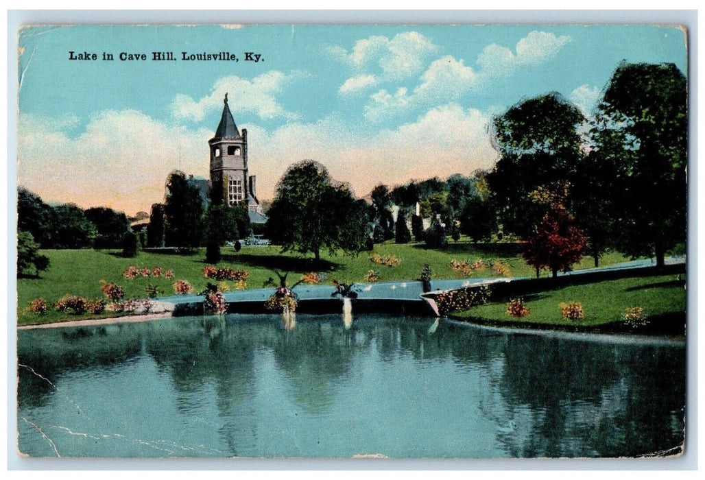 1920 View Of Lake In Cave Hill Louisville Kentucky KY Posted Vintage Postcard