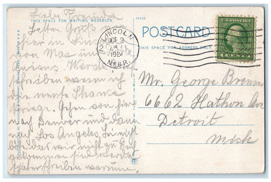 1924 Bird's Eye View Of Omaha Nebraska NE Posted Vintage Postcard