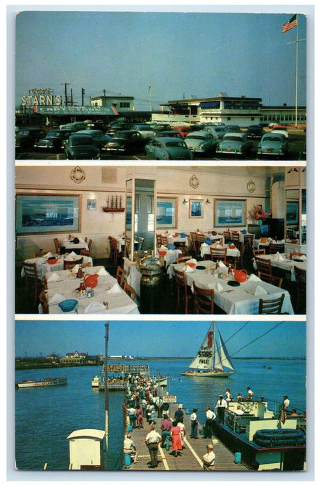 c1950's Interior Multiview Captain Starn's Restaurant Boating Center NJ Postcard
