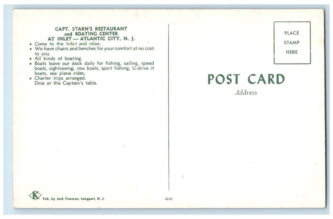 c1950's Interior Multiview Captain Starn's Restaurant Boating Center NJ Postcard