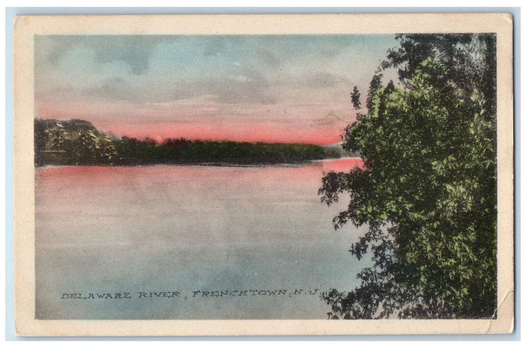 c1920's Delaware River Frenchtown New Jersey NJ Vintage Handcolored Postcard