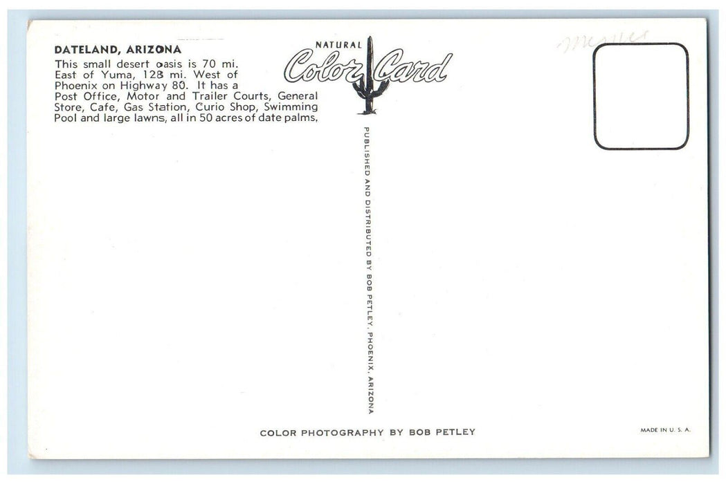 Dateland AZ, Chevron Gas Station Dateland Farms RPM Lubrications Cars Postcard