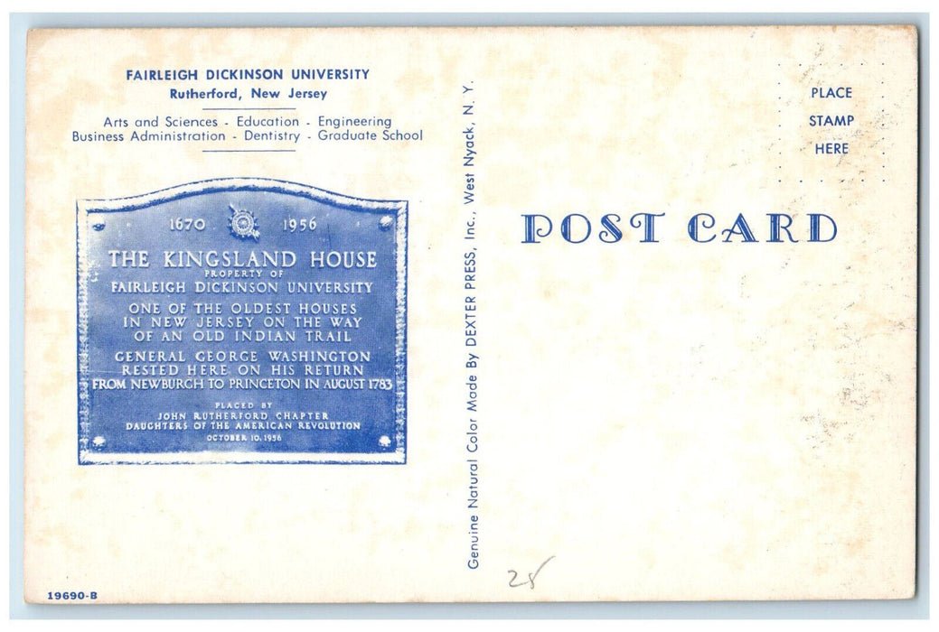 c1960's Fairleigh Dickinson University Rutherford New Jersey NJ Postcard