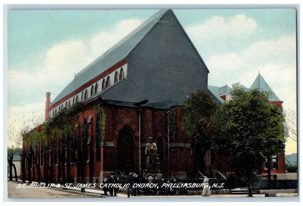 c1910 St. Phillip St. James Catholic Church Phillipsburg New Jersey NJ Postcard