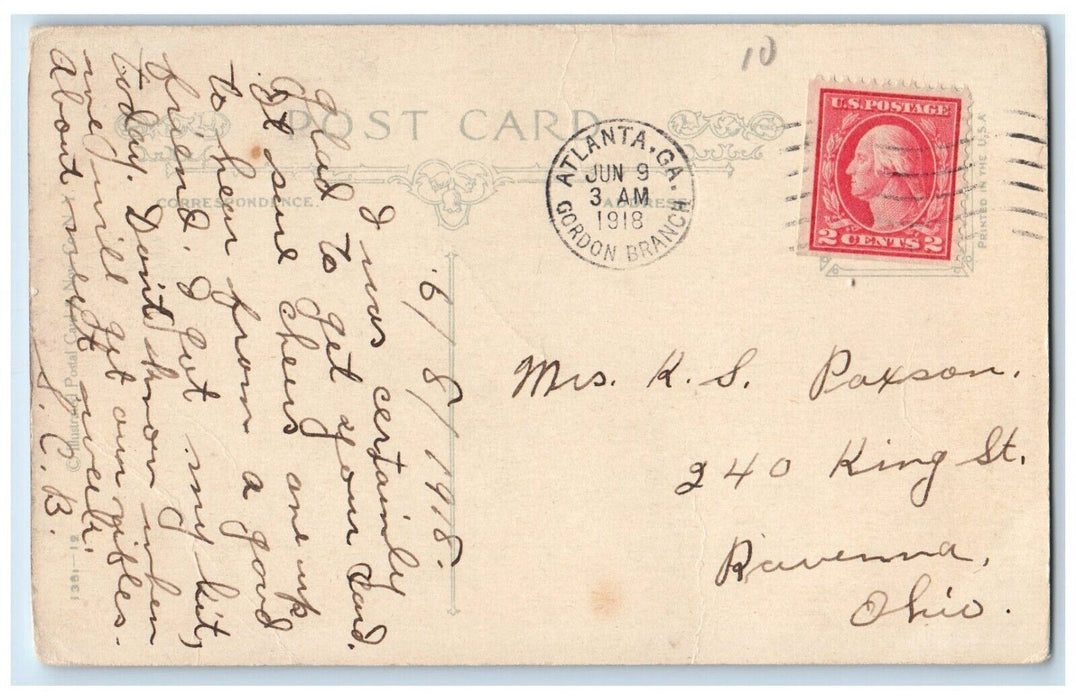 1918 Packing Kit Military Soldiers Atlanta Georgia GA Posted Antique Postcard