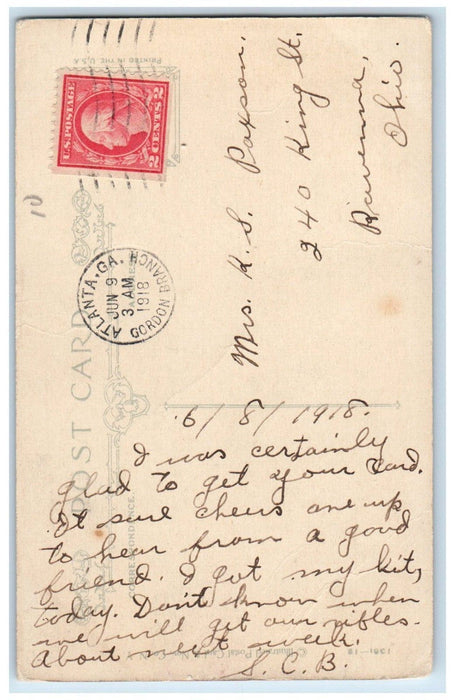 1918 Packing Kit Military Soldiers Atlanta Georgia GA Posted Antique Postcard