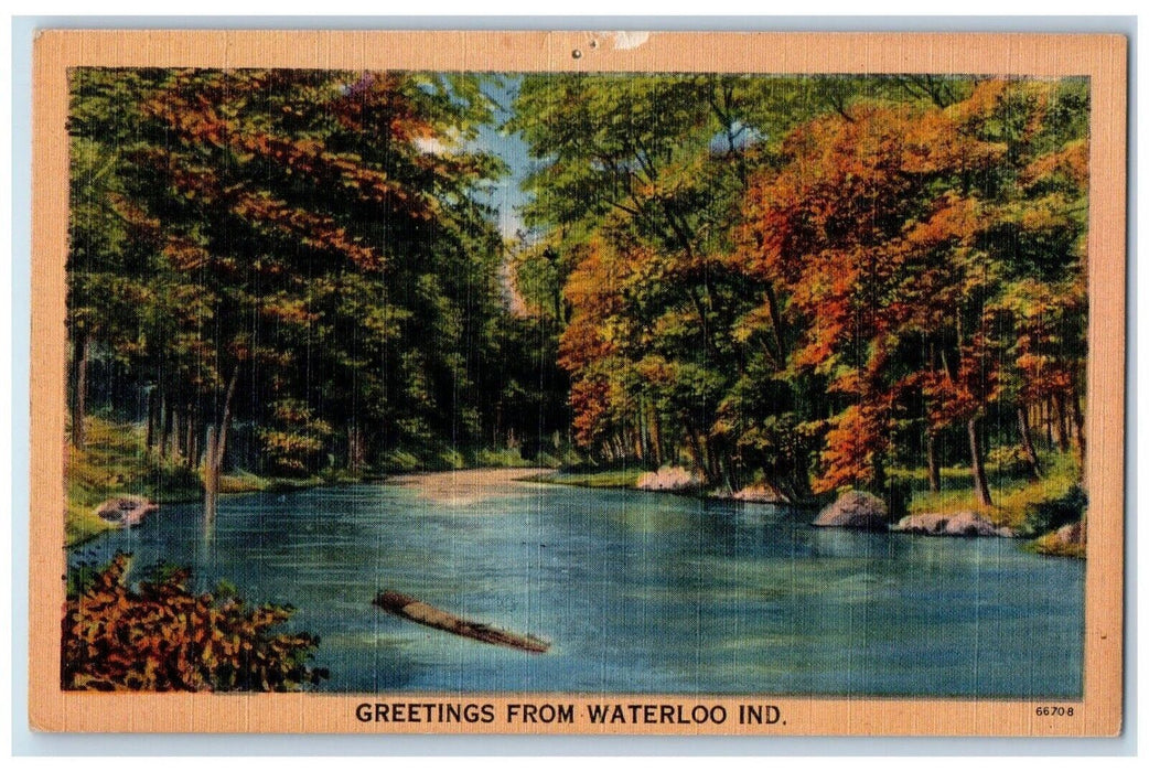 c1930's Greetings From Waterloo Indiana IN, Lake View Unposted Vintage Postcard