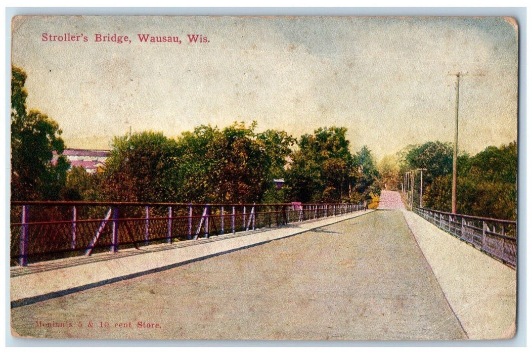 c1910 Stroller's Bridge Scenic View Wausau Wisconsin WI Antique Vintage Postcard