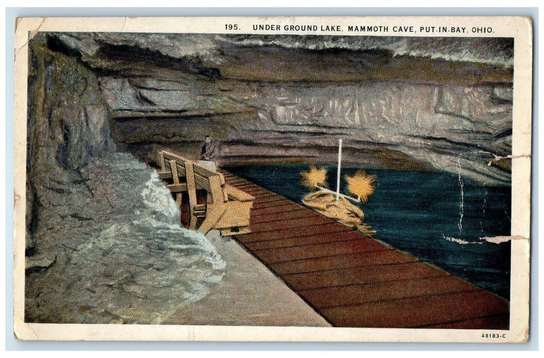 1929 Under Ground Lake Mammoth Cave Put-In-Bay Ohio OH Posted Vintage Postcard