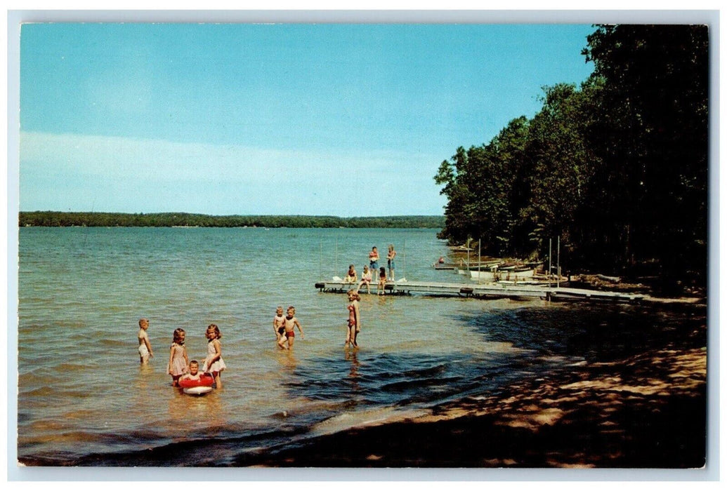 Bathing Beach Kangaroo Lake Baileys Harbor Door County Wisconsin WI Postcard