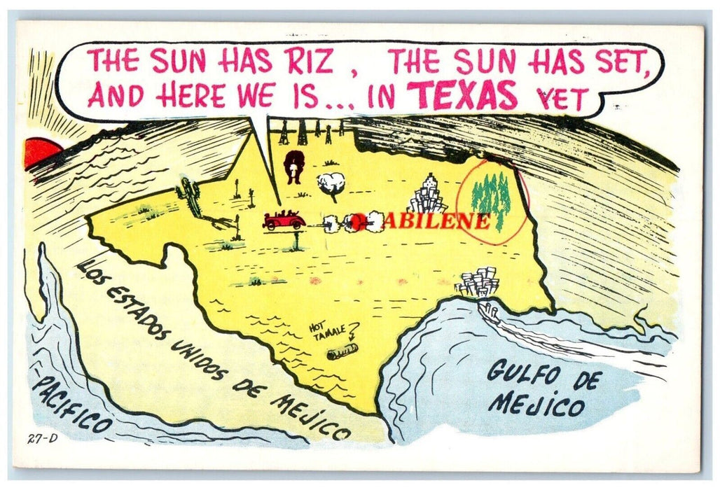 c1930's The Sun Has Riz Map Abilene Texas TX Unposted Vintage Postcard