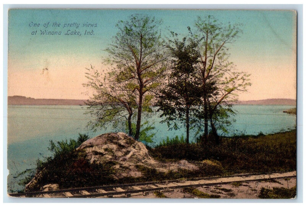 1908 One Of The Pretty Views At Winona Lake Indiana IN Posted Antique Postcard