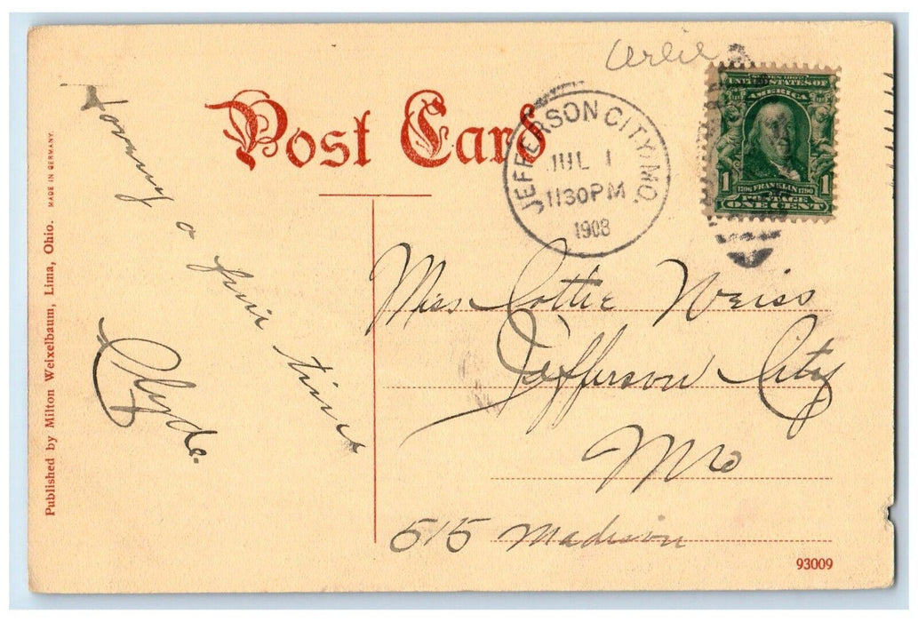1908 One Of The Pretty Views At Winona Lake Indiana IN Posted Antique Postcard