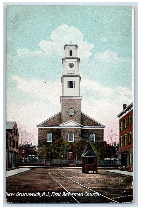 1908 First Reformed Church New Brunswick New Jersey NJ Antique Postcard