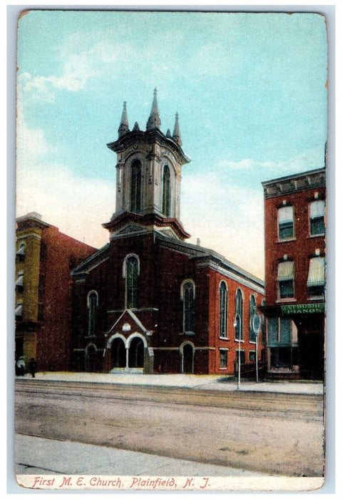 c1910 First M.E. Church Plainfield New Jersey NJ Antique Unposted Postcard