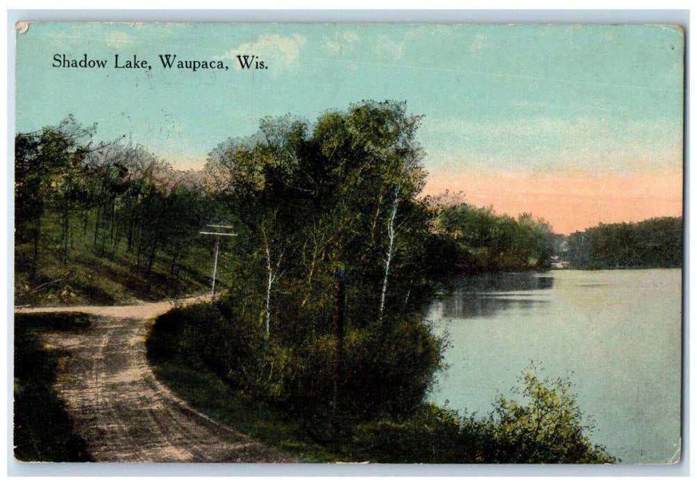 c1910 Shadow Lake Road Scenic View Waupaca Wisconsin WI Antique Vintage Postcard