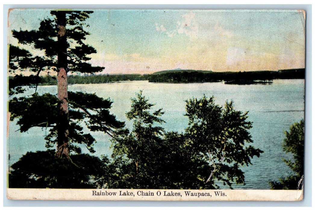 1912 Rainbow Lake Chain O'Lakes Scenic View Waupaca Wisconsin Vintage Postcard