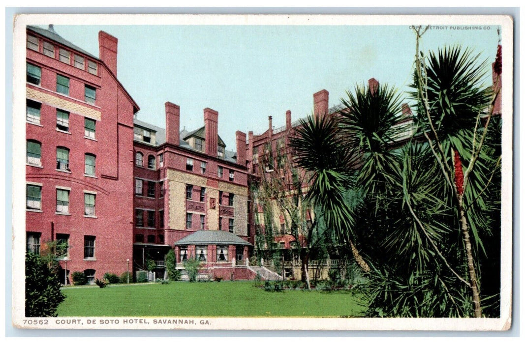 c1910's Court De Soto Hotel Savannah Georgia GA Antique Phostint Postcard