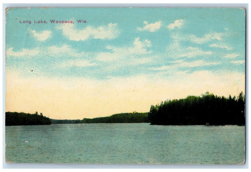 1914 Long Lake Scenic View Mountains Waupaca Wisconsin Vintage Antique Postcard