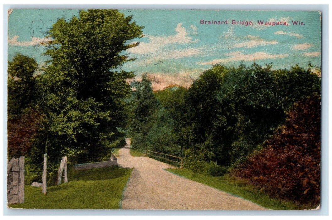 1912 Brainard Bridge Road Trees Waupaca Wisconsin WI Vintage Antique Postcard