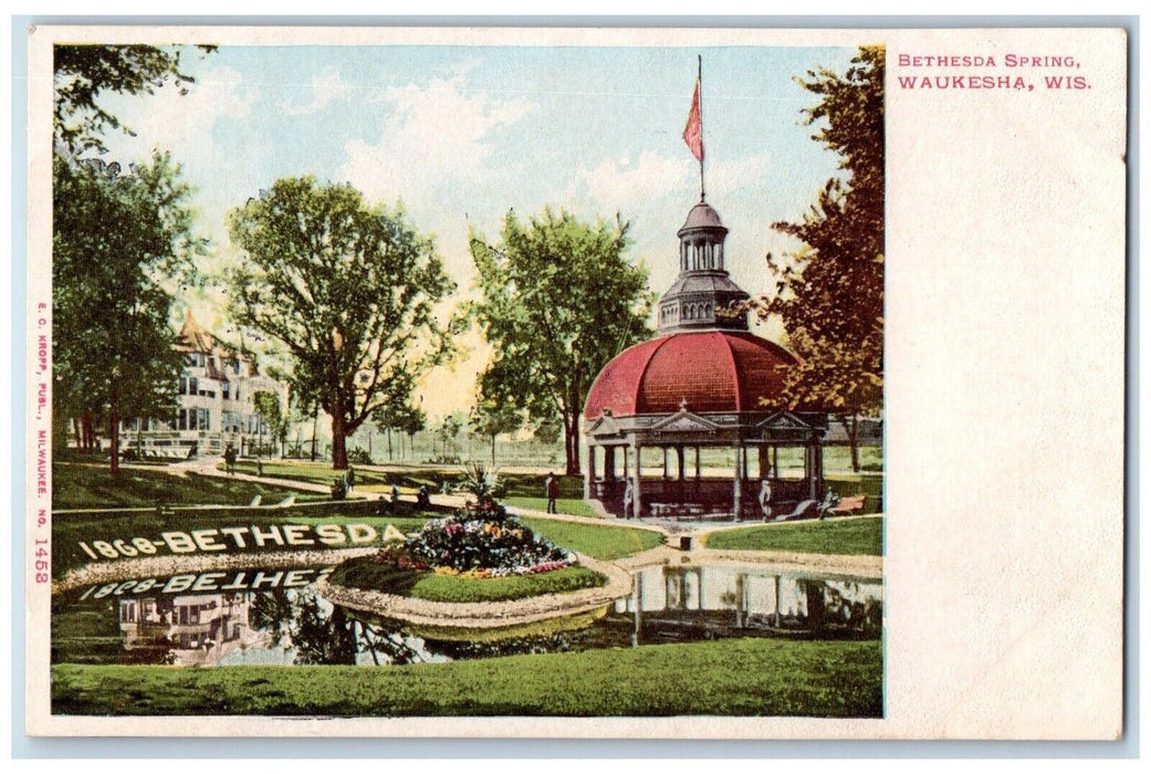 c1905 Bethesda Spring Garden Park Waukesha Wisconsin WI Vintage Antique Postcard