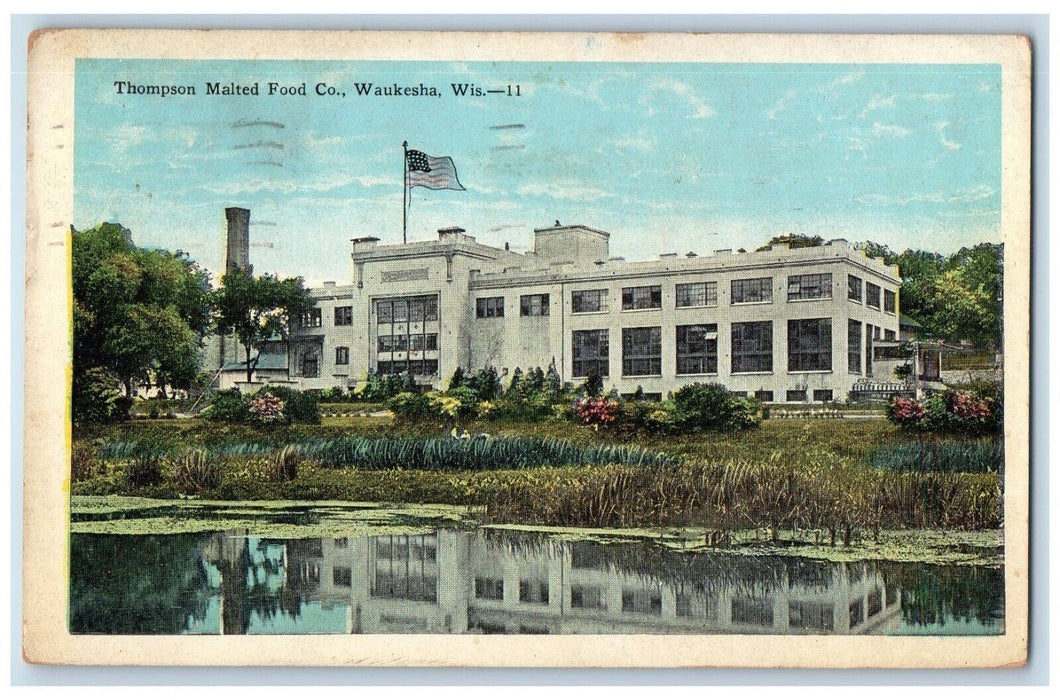 1946 Thompson Malted Food Building Waukesha Wisconsin Vintage Antique Postcard