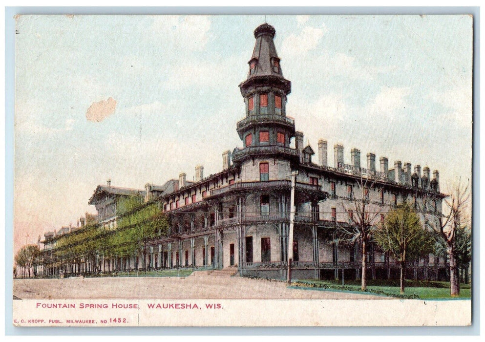 c1905 Fountain Spring House Trees Waukesha Wisconsin WI Vintage Antique Postcard