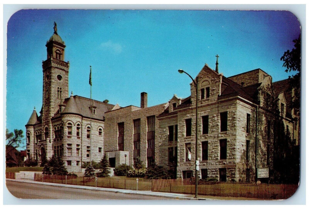 c1960 Court House Building Roadside View Waukesha Wisconsin WI Vintage Postcard