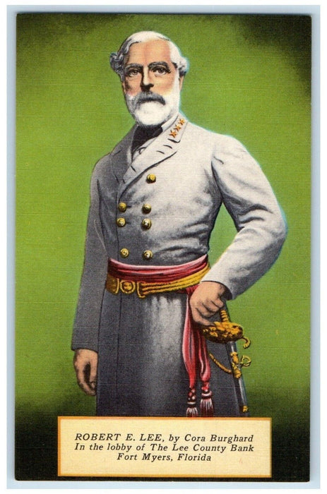 1950 Robert E. Lee By Cora Burghard Oil Painting Fort Myers Florida FL Postcard