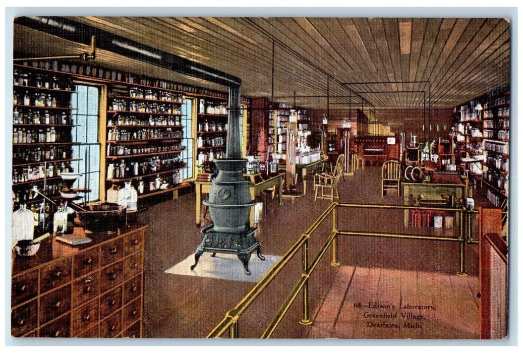 Edison's Laboratory Greenfield Village Interior Dearborn Michigan MI Postcard