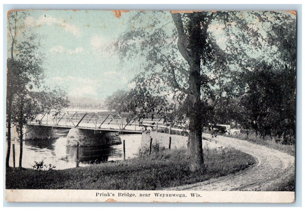 c1910 Prink's Bridge Road near Weyauwega Wisconsin WI Vintage Antique Postcard