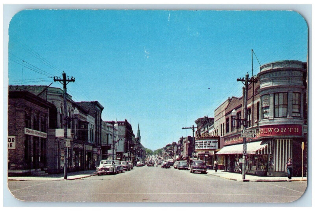 c1960 Main Street Vintage Car Watertown Wisconsin WI Vintage Antique Postcard