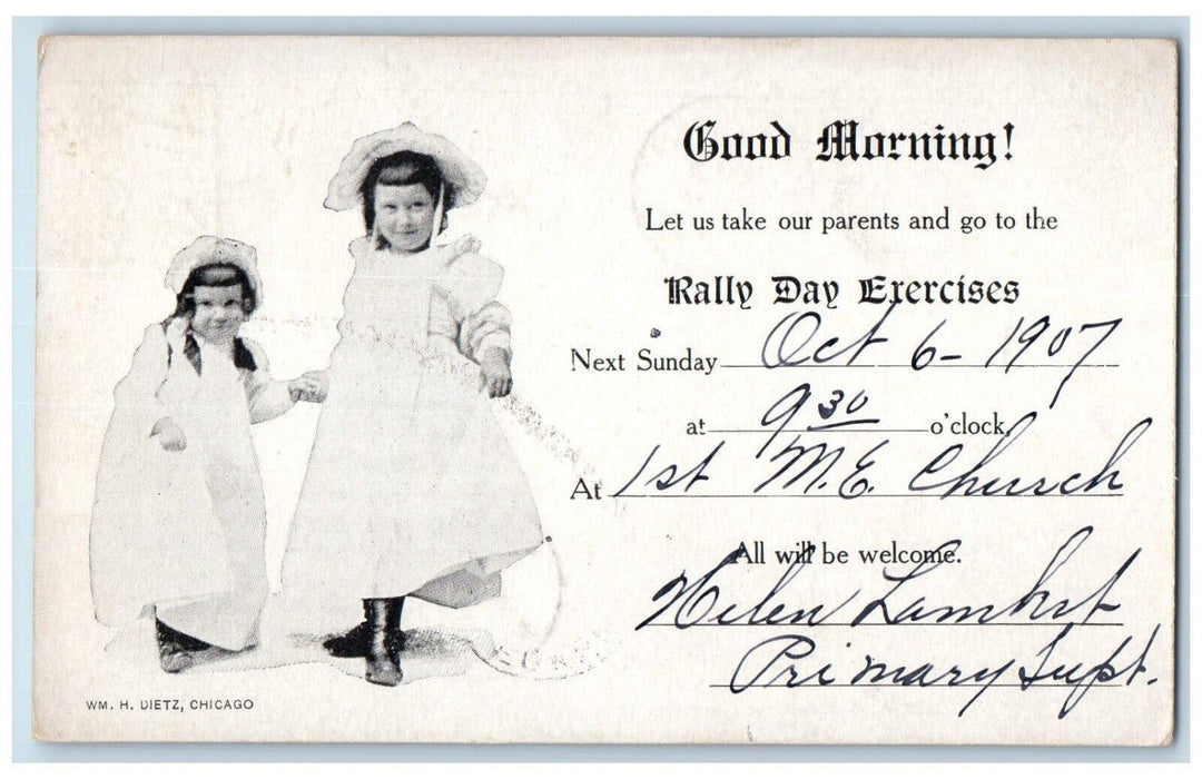 1907 Girls Rally Day Exercises Ottumwa Iowa IA Posted Antique Postcard