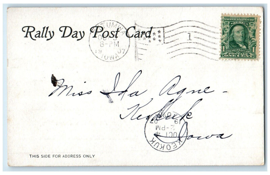 1907 Girls Rally Day Exercises Ottumwa Iowa IA Posted Antique Postcard