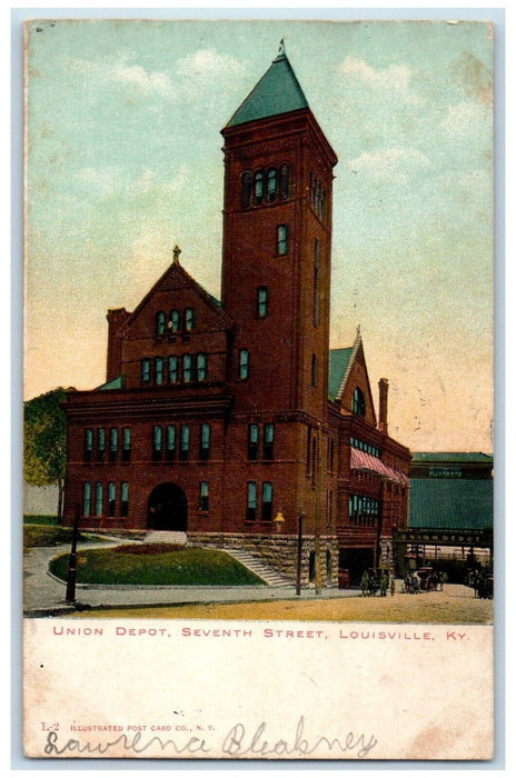 1907 Union Depot Station Seventh Street Louisville Kentucky KY Antique Postcard