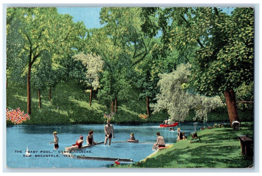 1947 The Baby Pool Camp Giescke New Braunfels Texas TX Posted Vintage Postcard
