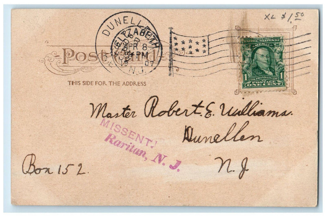 1907 Greystone Church Elizabeth New Jersey NJ Antique Posted Postcard