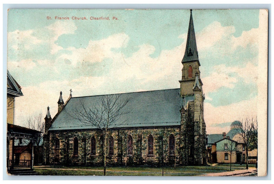1908 St. Francis Church Clearfield Pennsylvania PA Antique Posted Postcard