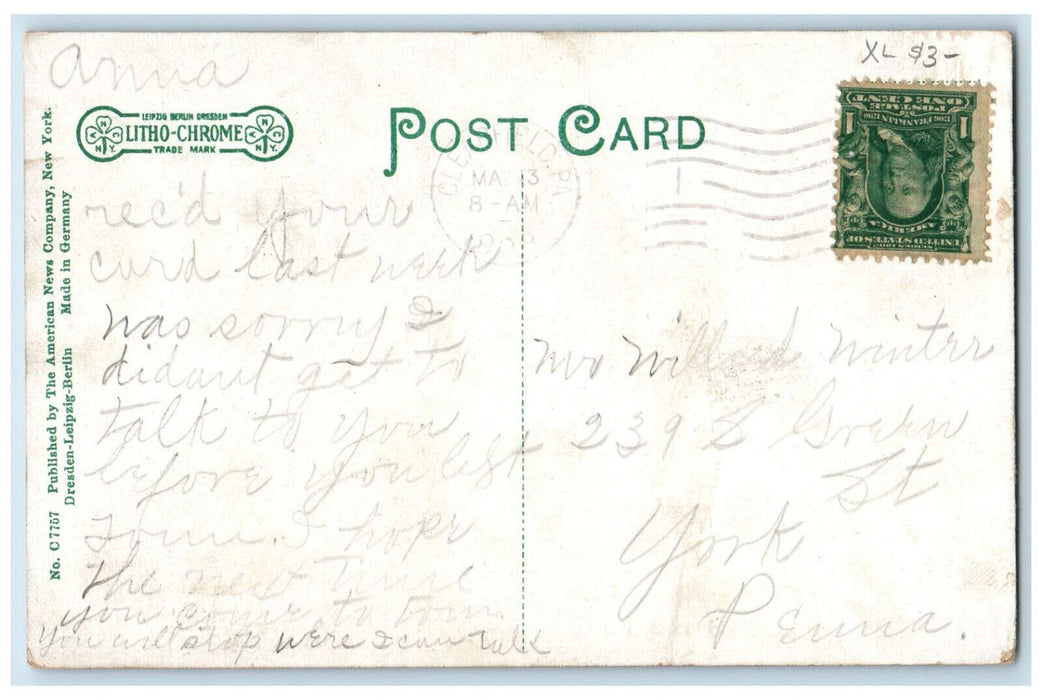 1908 St. Francis Church Clearfield Pennsylvania PA Antique Posted Postcard