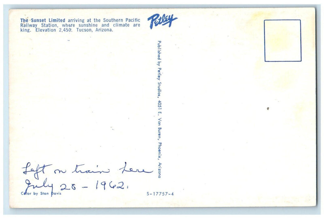 c1960's The Sunset Limited Southern Pacific Railway Station Tucson AZ Postcard